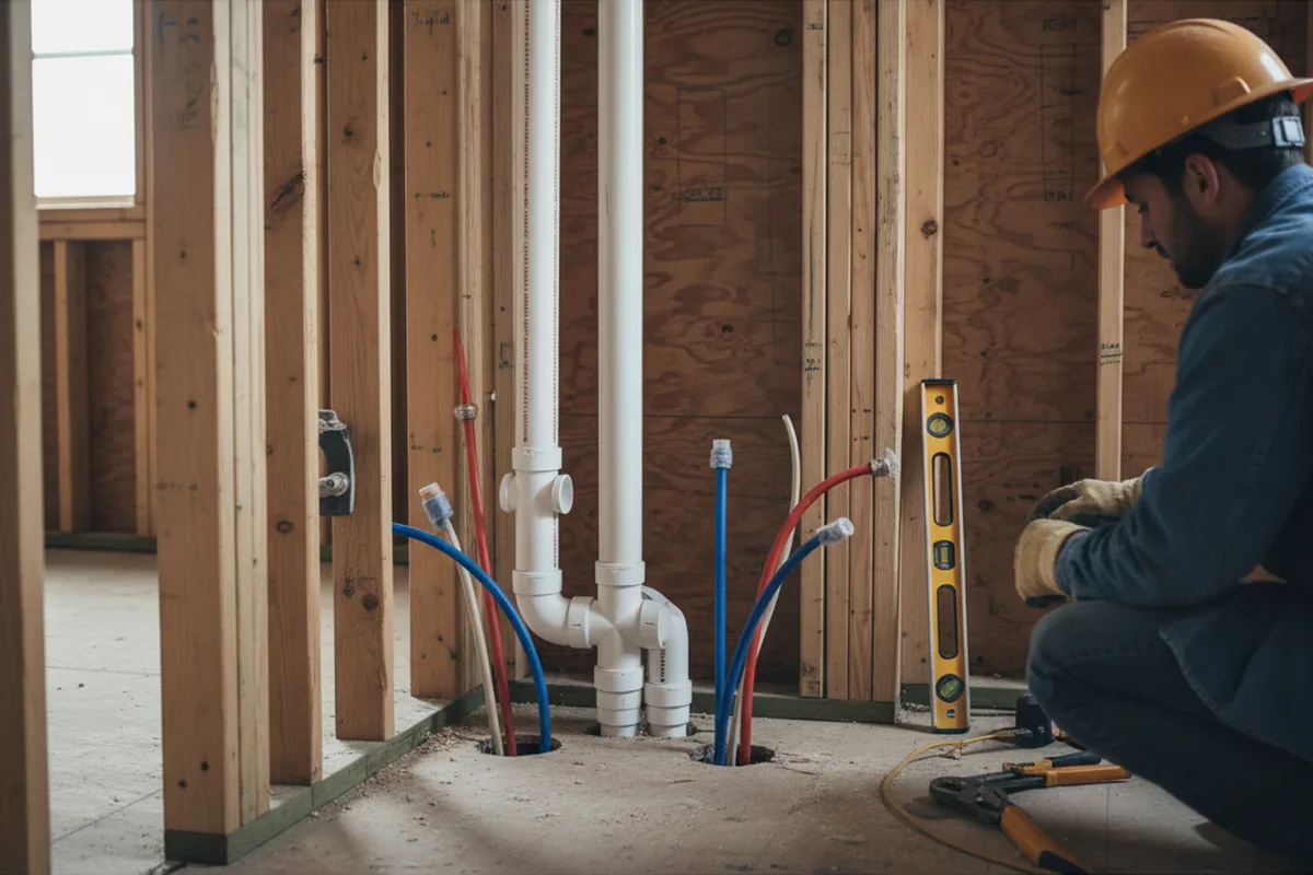 Drain and supply rough-in during Sump Pump Repair in Schenectady