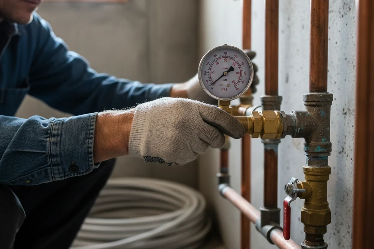 Pressure testing a repaired line during Water Line Repair in Schenectady